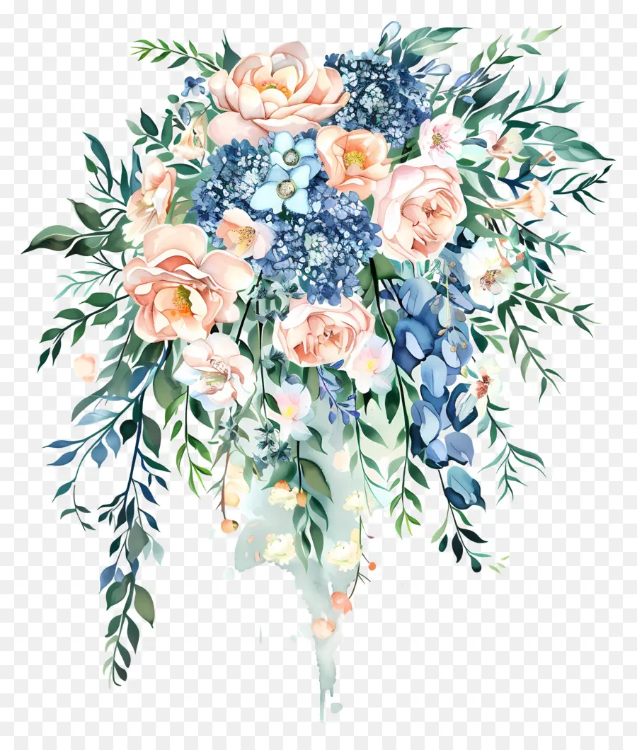 Bouquet De Mariée En Cascade，Bouquet De Fleurs PNG