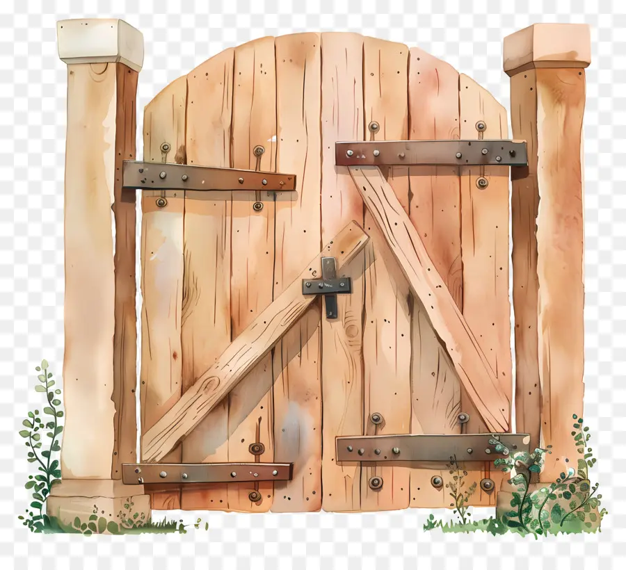 Clôture En Bois，Porte En Bois PNG