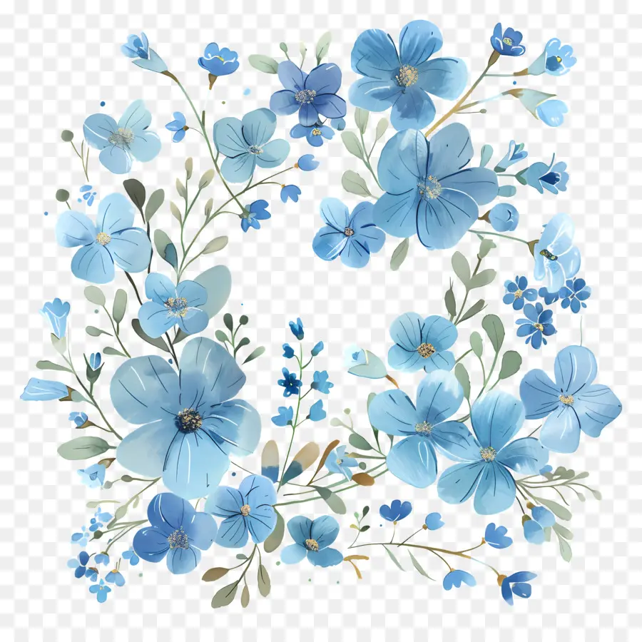 Fleurs Bleues，Peinture à L'aquarelle PNG