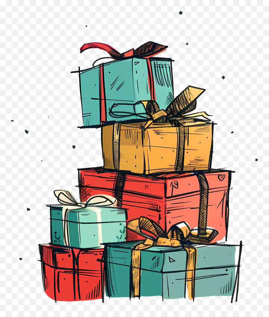 Pile De Cadeaux，Cadeaux De Noël PNG