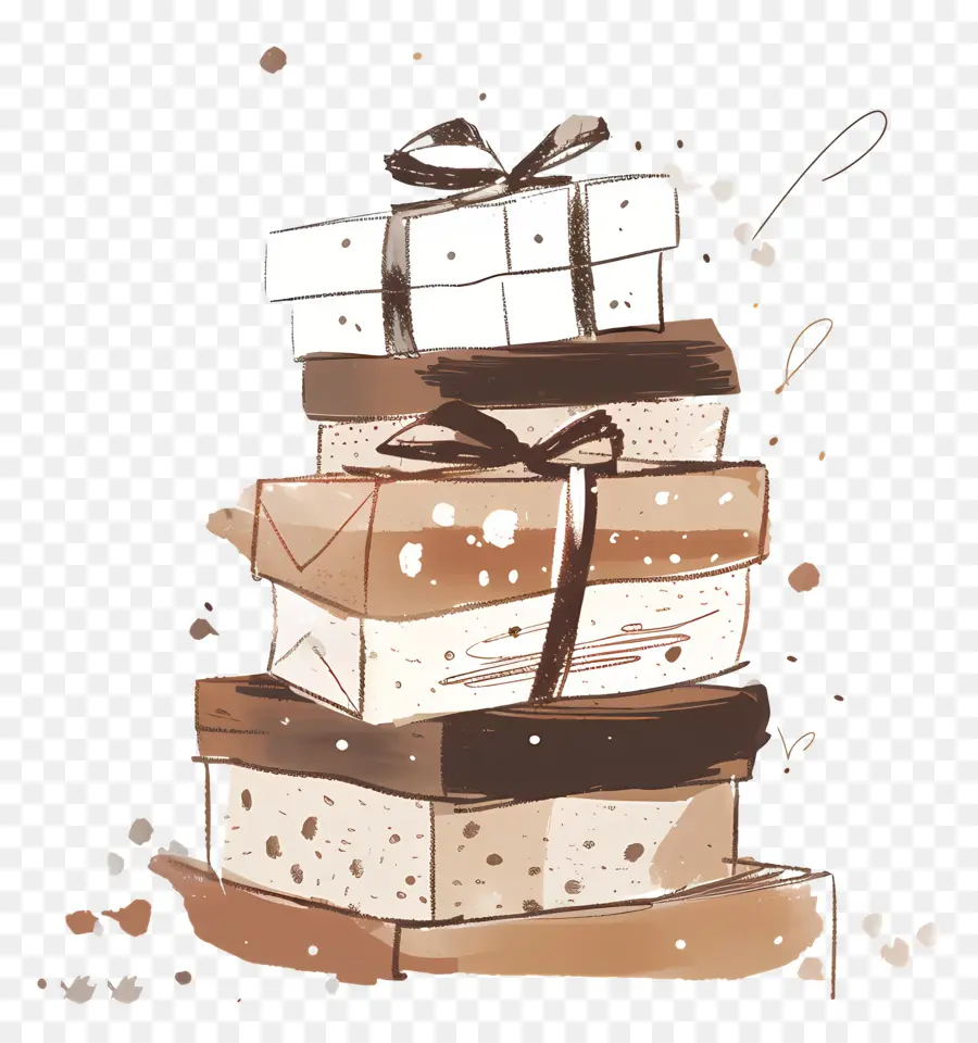 Pile De Cadeaux，Gâteau Au Chocolat PNG