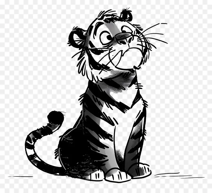 Dessin Animé Tigre，Chat Noir Et Blanc PNG