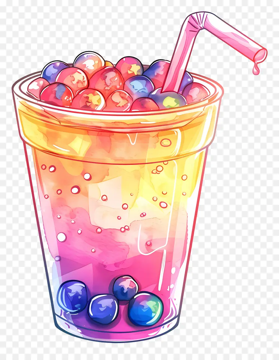 Bubble Thé，Des Bulles Roses PNG