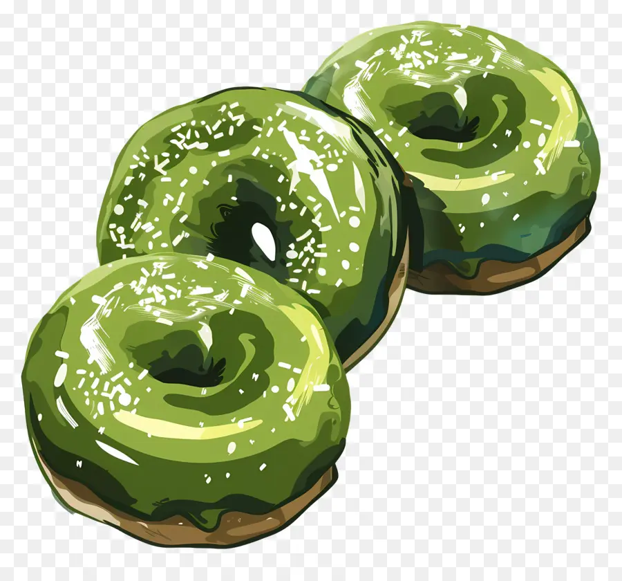 Matcha Donuts，Beignets Glacés Verts PNG