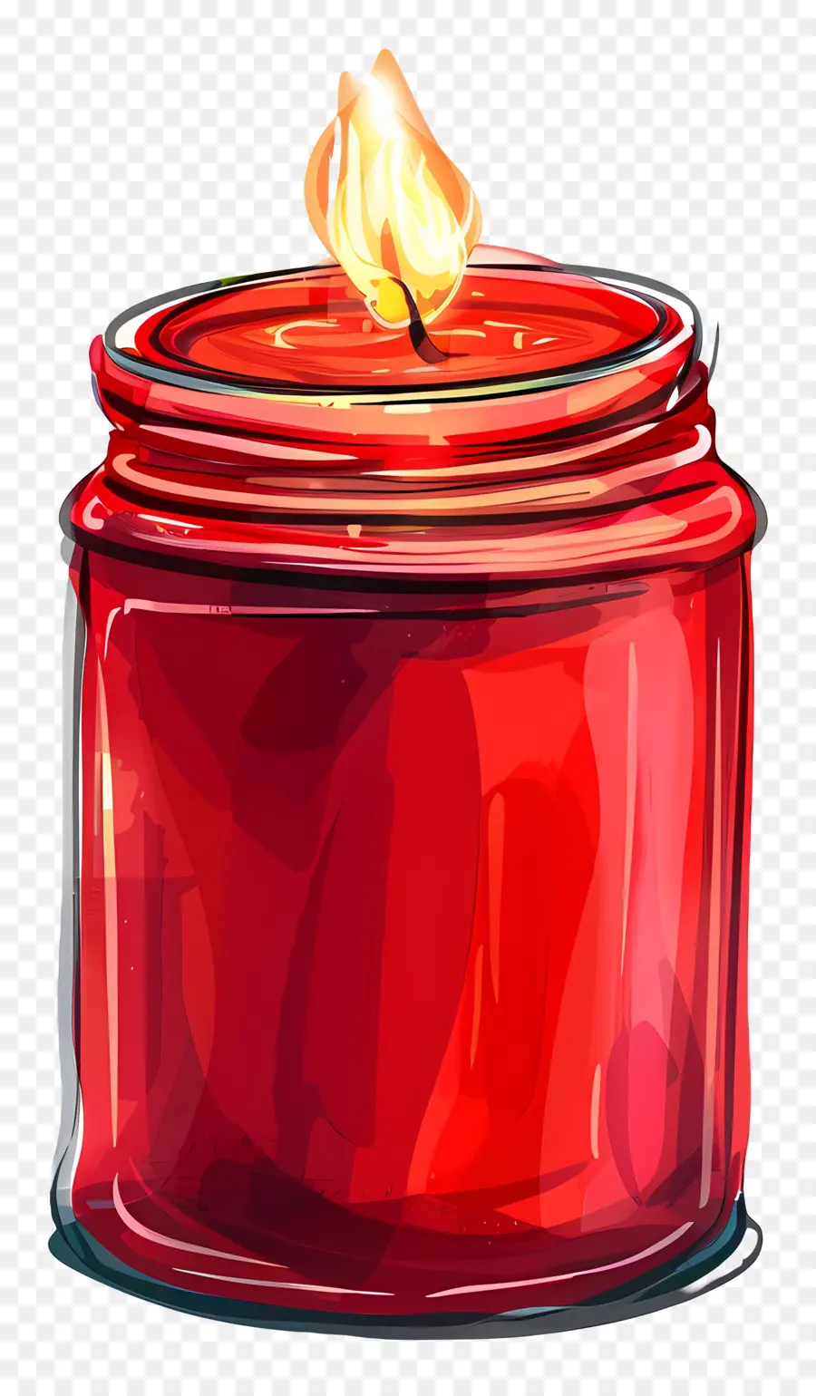 Bougie En Pot，Bougie En Verre Rouge PNG