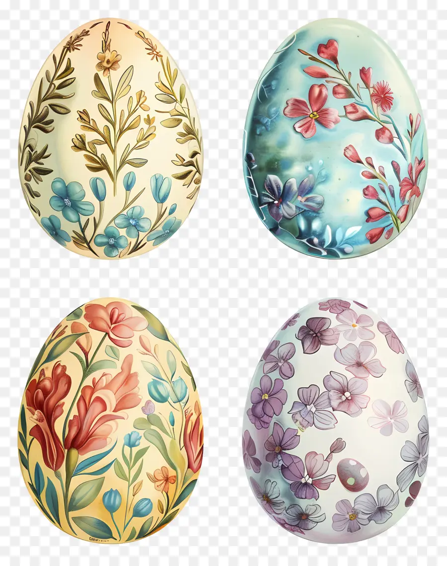 Oeufs De Pâques，Design Floral PNG