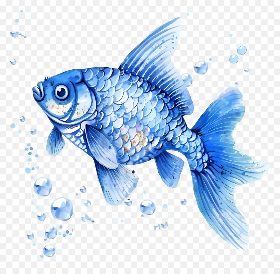 Poisson Bleu，Peinture à L'aquarelle PNG