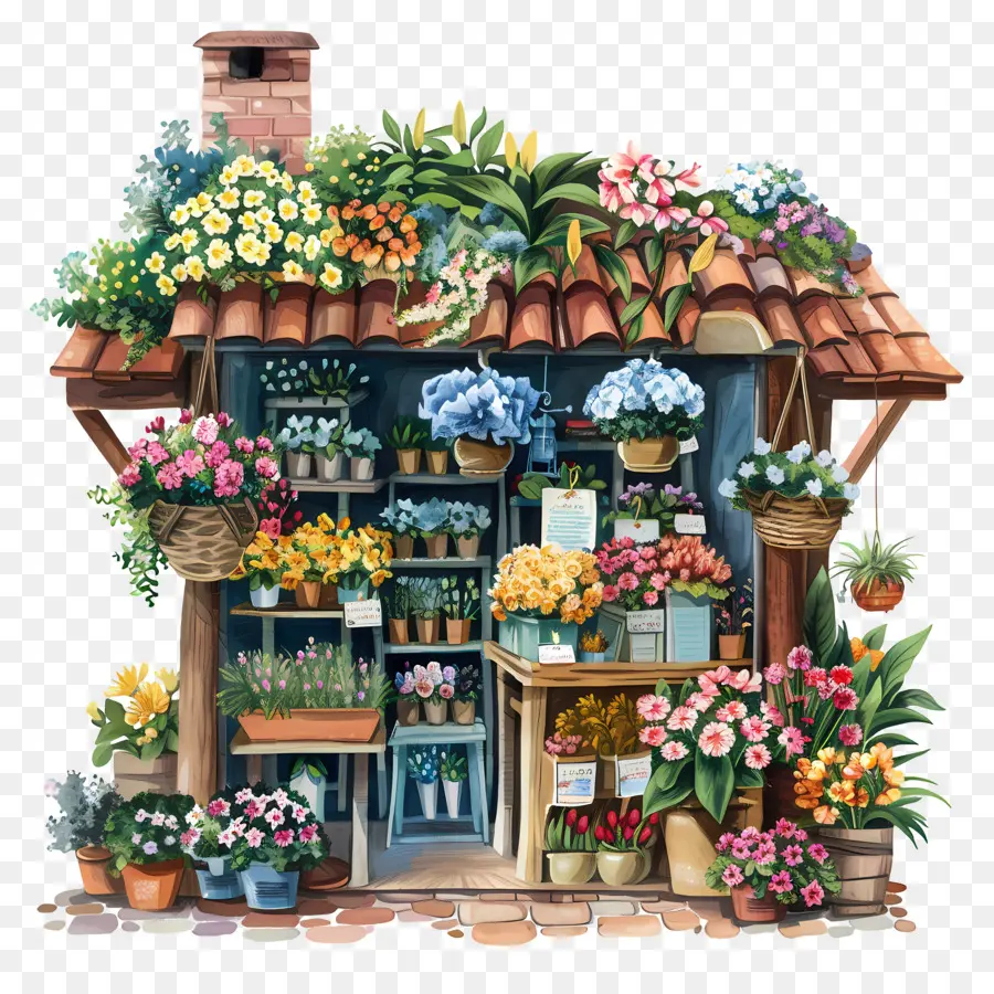 Boutique De Fleurs，Cabane En Bois PNG