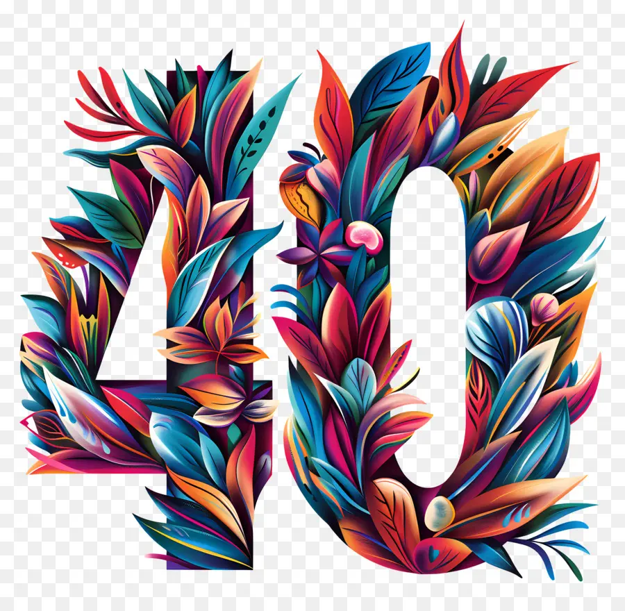 Le Numéro 40，Floral Nombre PNG