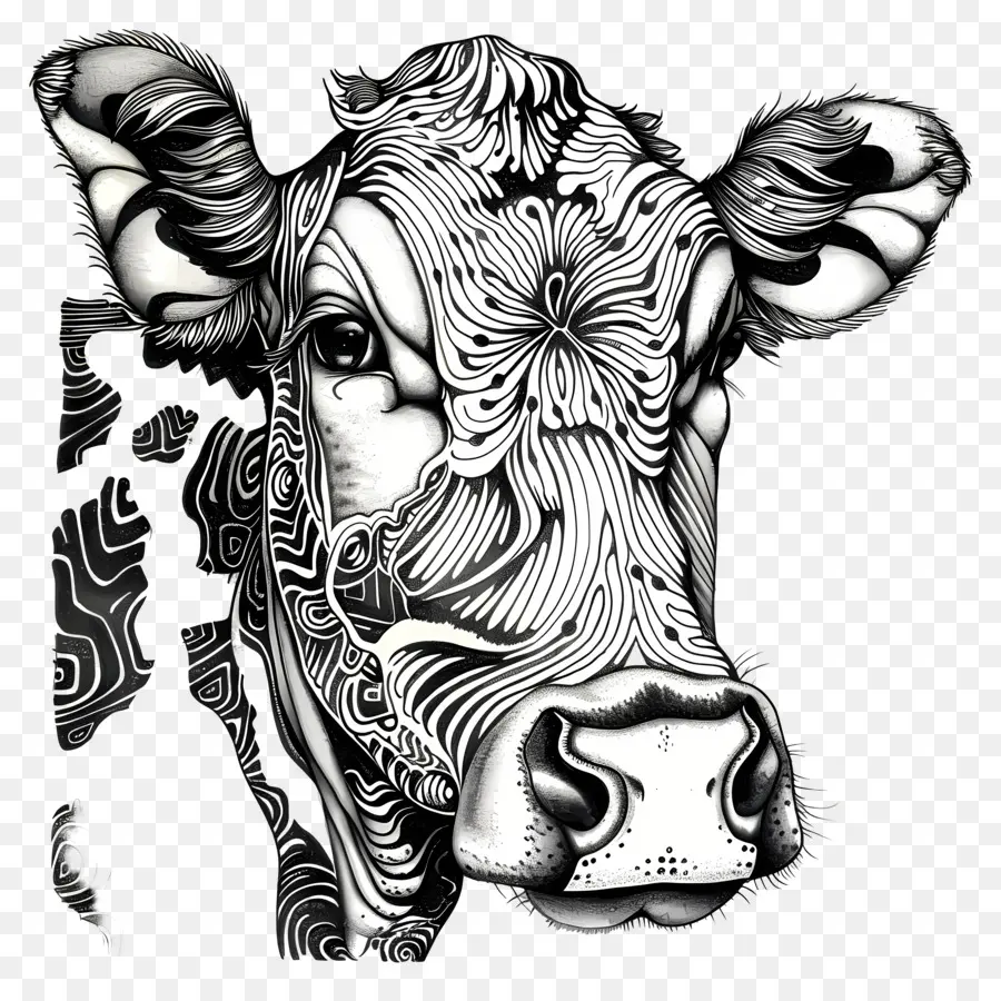 Vache，Noir Et Blanc, Peinture PNG