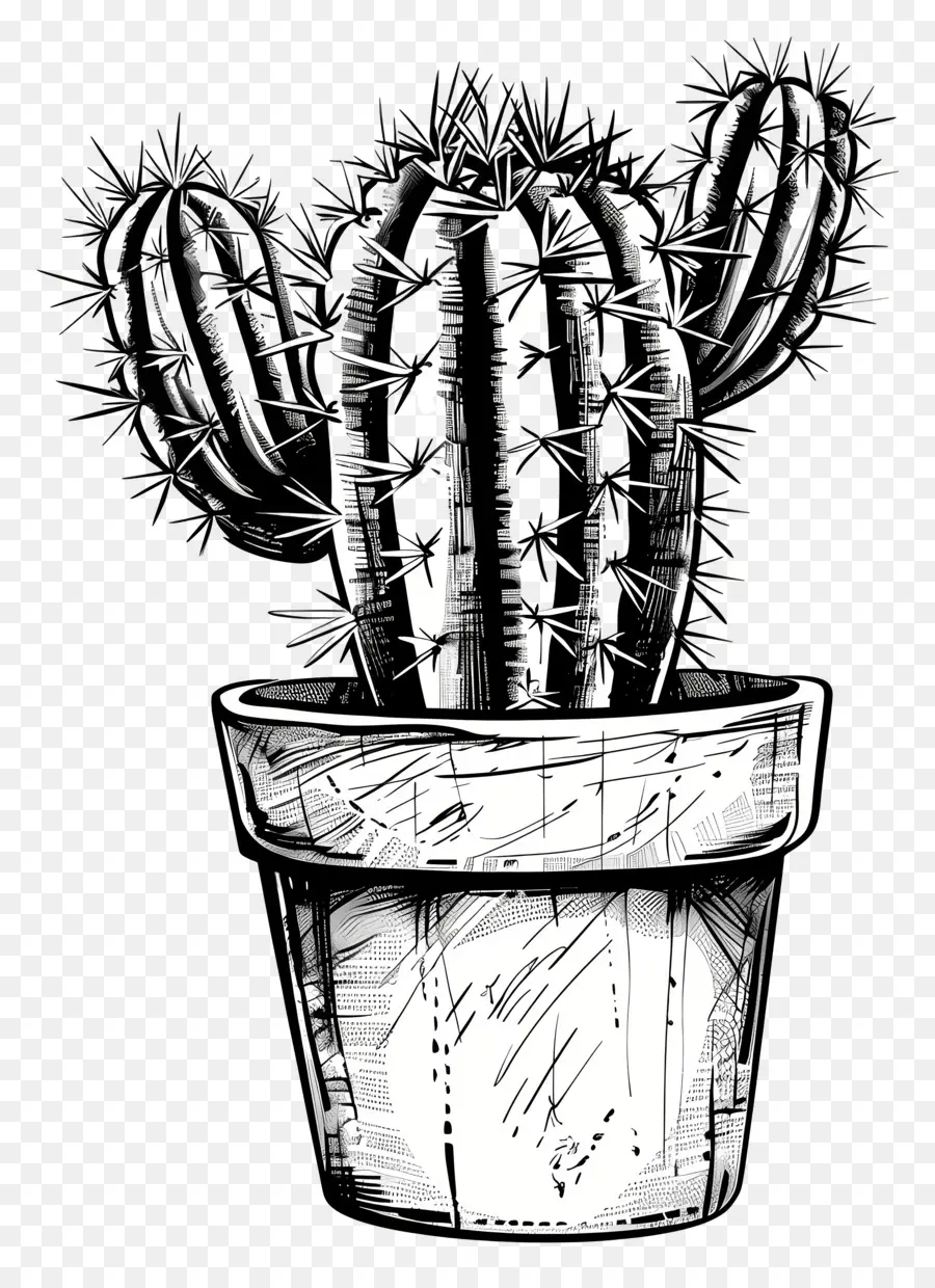 Cactus En Pot，Cactus Dessin PNG