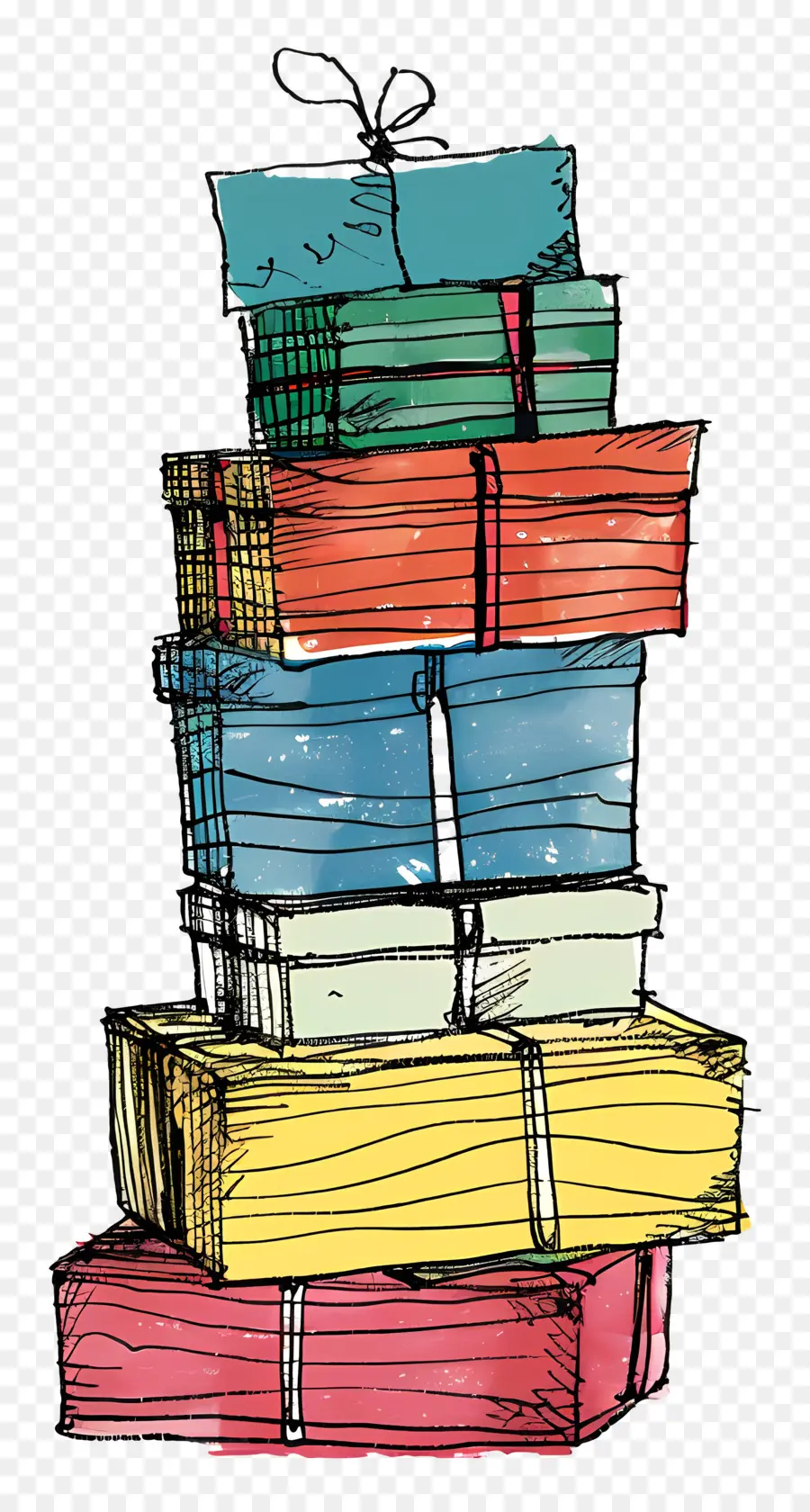 Pile De Cadeaux，Coloré Livres PNG