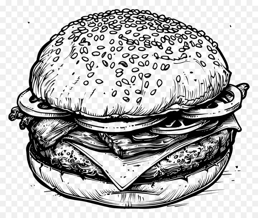 Burger，Hamburger Noir PNG