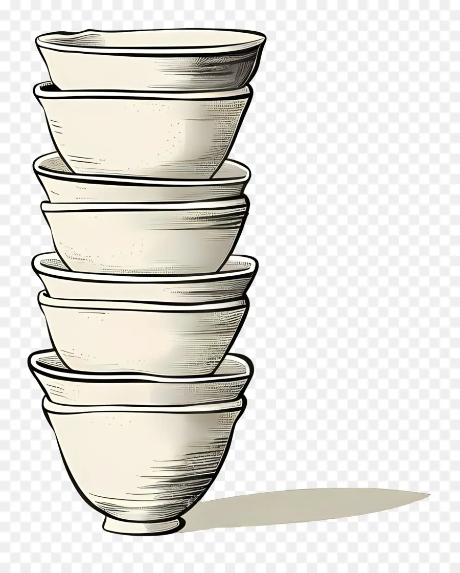 Pile De Bols，Bols En Céramique Blanc PNG