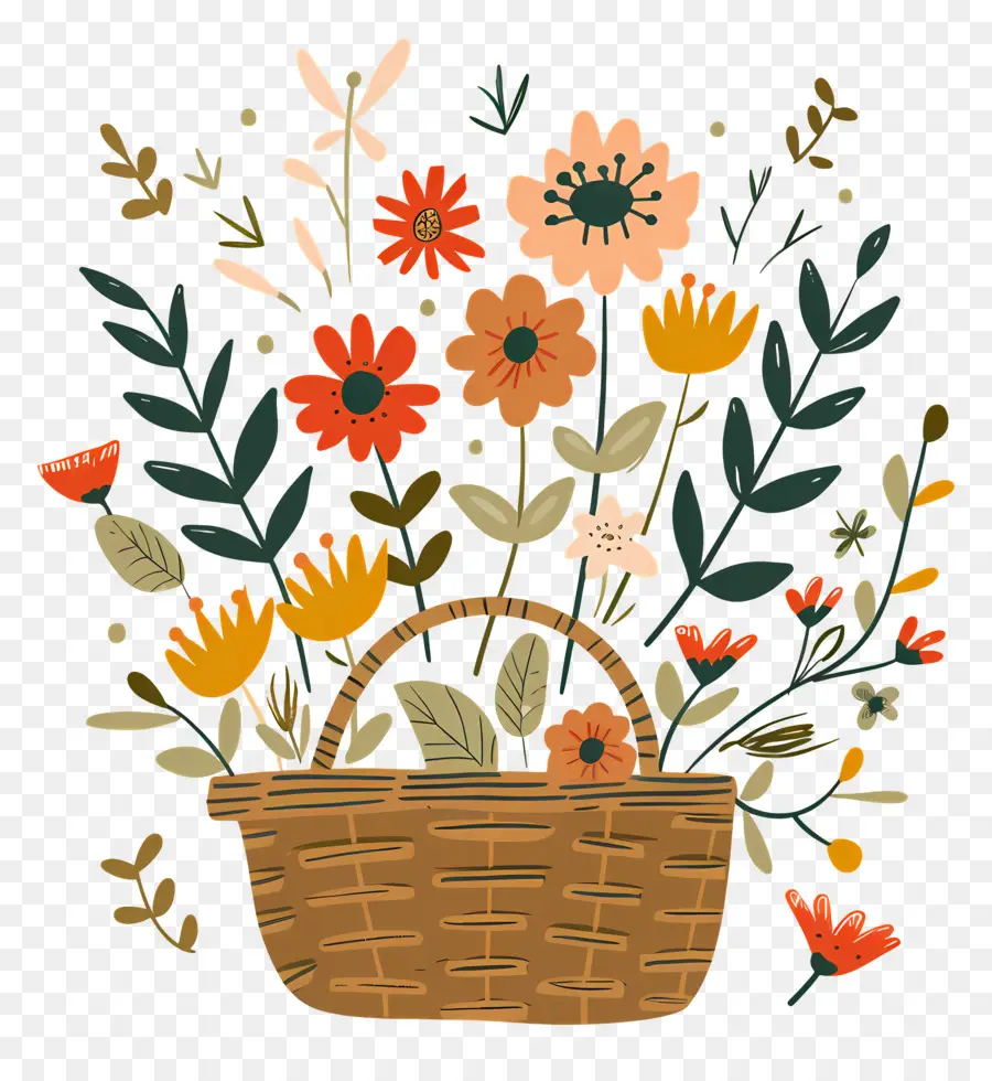 Panier Avec Des Fleurs，Arrangement De Fleurs PNG