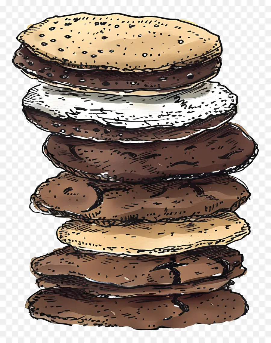 Pile De Cookies，Cookies Aux Pépites De Chocolat PNG