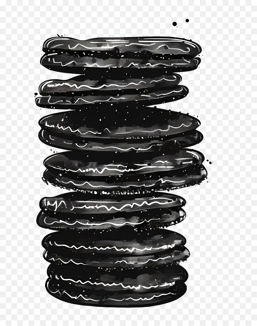 Pile De Cookies，Cookies Noirs Et Blancs PNG