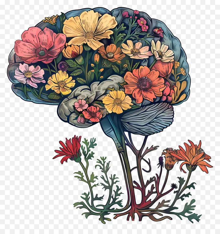 Cerveau Floral，Cerveau PNG