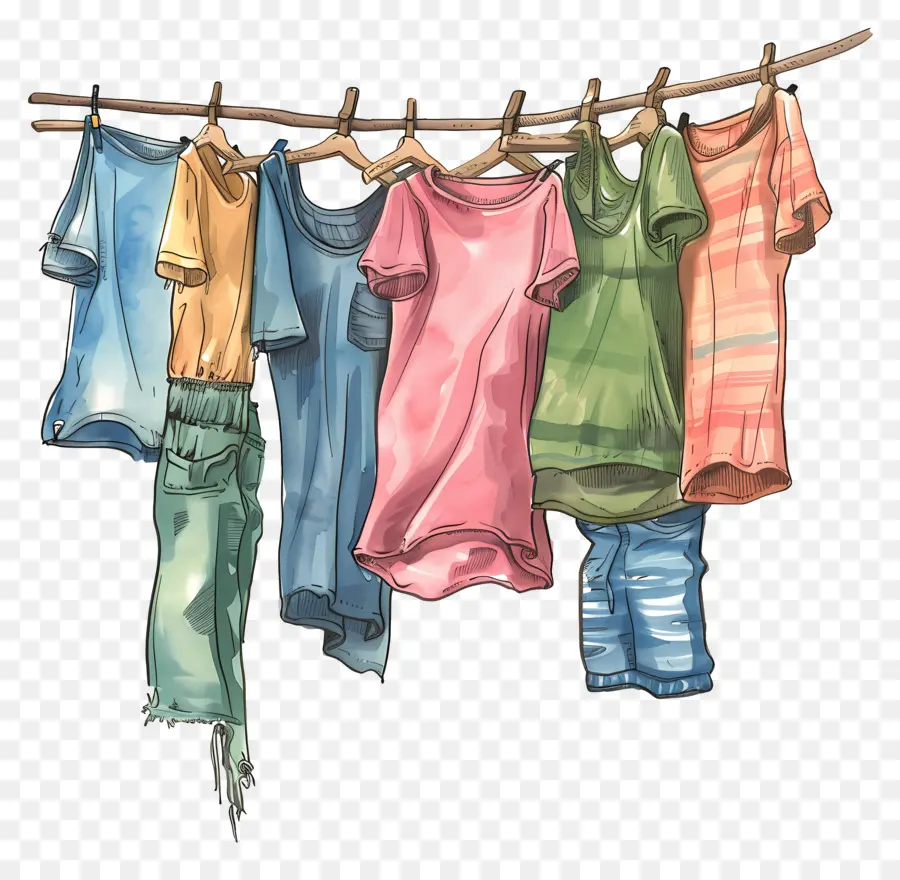 Vêtements Accrochés à La Corde à Linge，Corde à Linge PNG