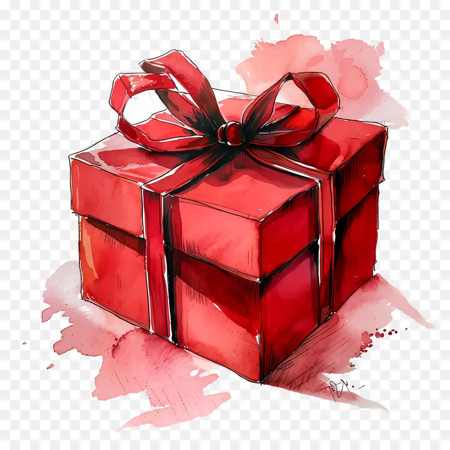 Rouge Cadeau，Peinture PNG