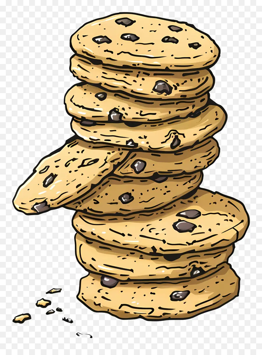 Pile De Cookies，Cookies Aux Pépites De Chocolat PNG