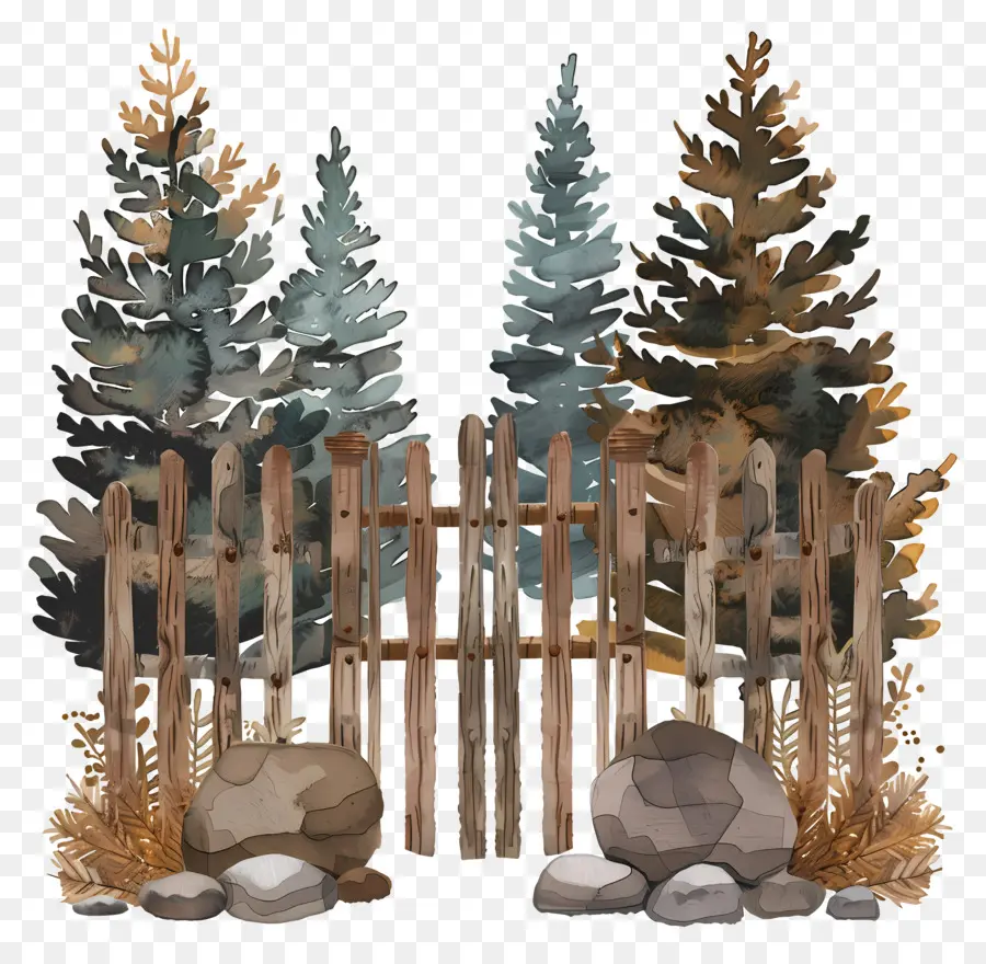 Clôture En Bois，Peinture Numérique PNG