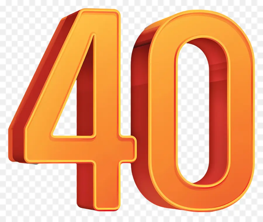 Le Numéro 40，Orange Et Noir PNG