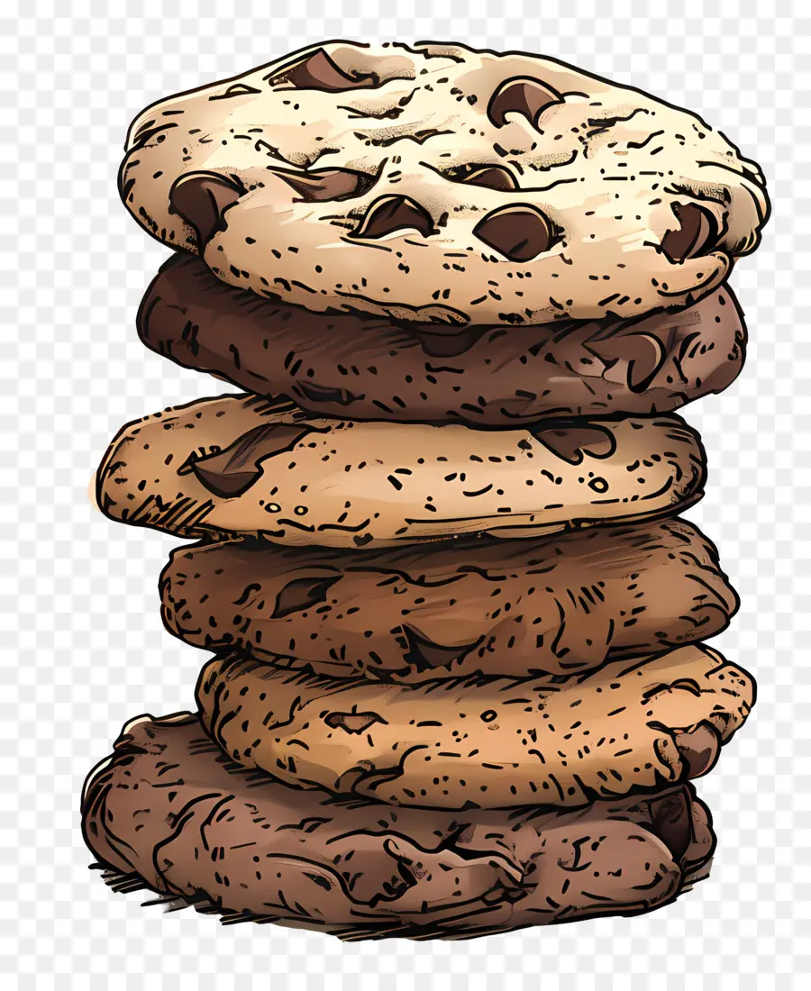 Pile De Cookies，Cookies Aux Pépites De Chocolat PNG