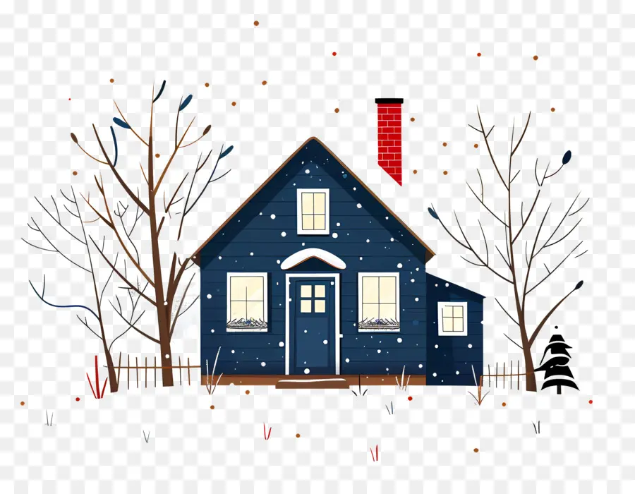 La Neige De L'hiver De La Maison，Petite Maison Bleue PNG