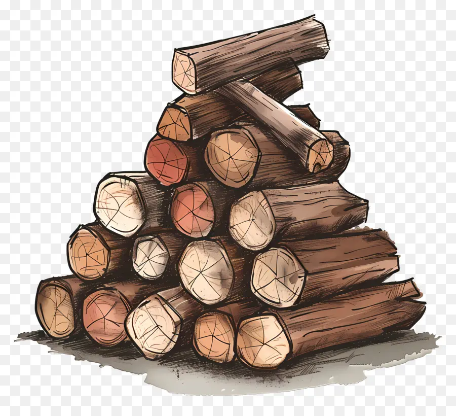 Pile De Journaux，Bûches De Bois PNG