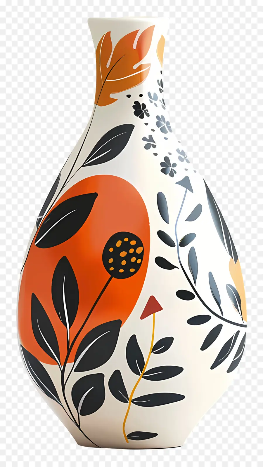 Vase Décoratif，Design Floral PNG