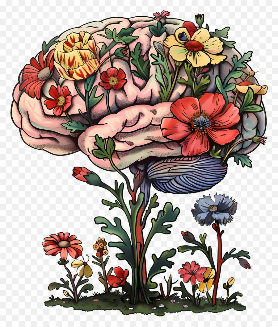 Cerveau Floral，Cerveau PNG