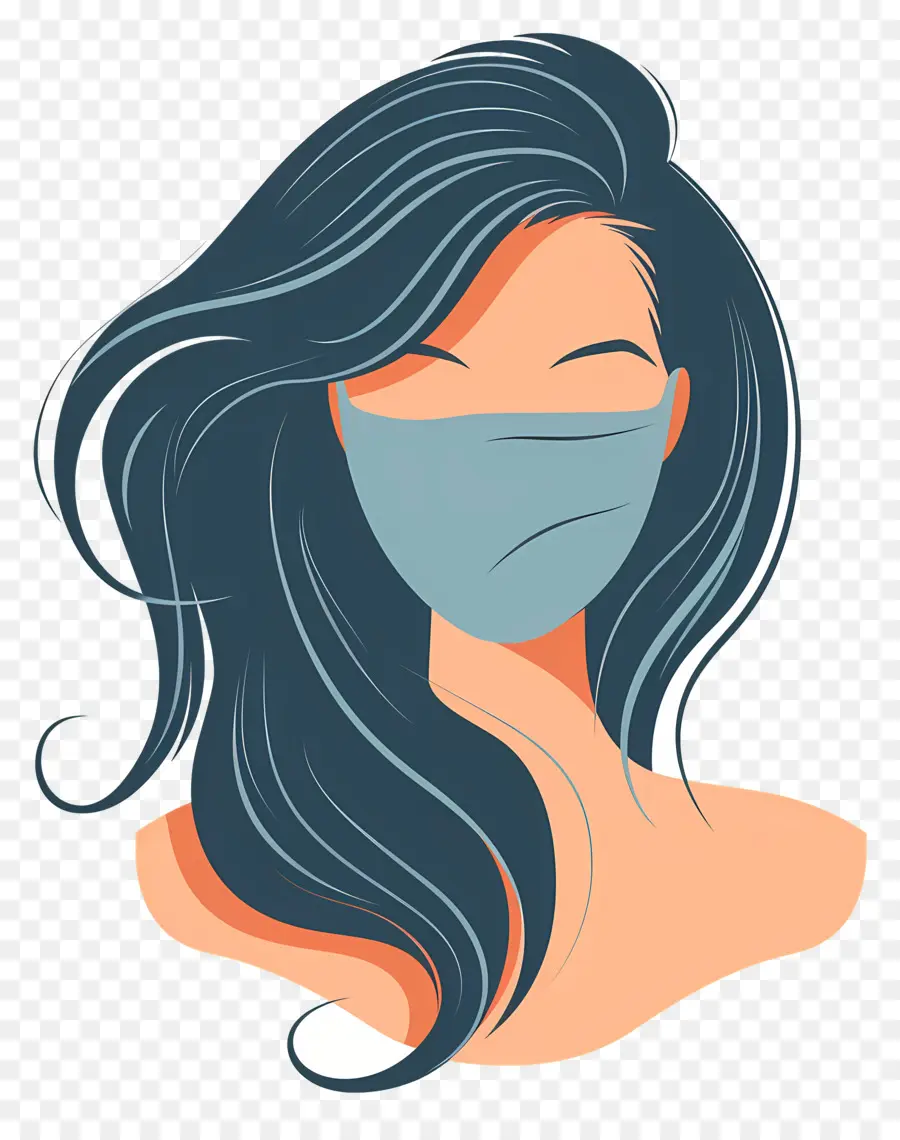 Fille Avec Un Masque，Masque Médical PNG