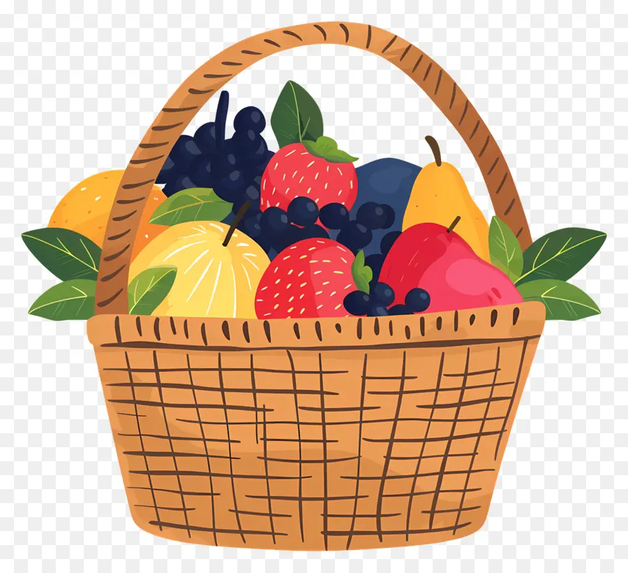 Panier Avec Des Fruits，Fruits Frais PNG