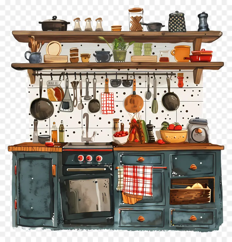 Cuisine，Illustration Aquarelle PNG