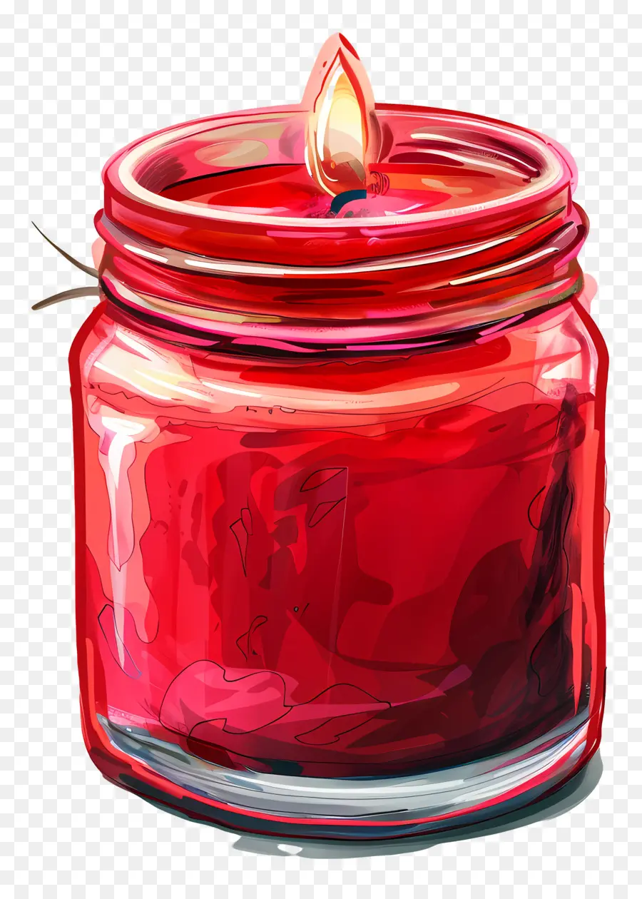 Bougie En Pot，Pot En Verre Rouge PNG