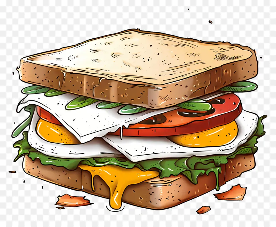 Sandwich Aux œufs，Sandwich Au Bacon PNG