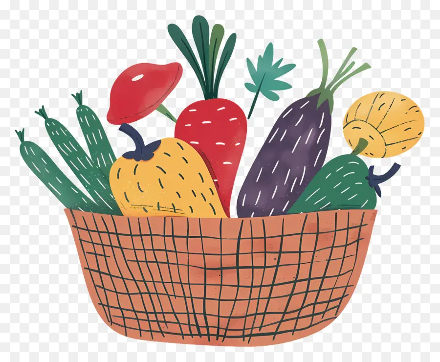 Panier Avec Légumes，Légumes PNG