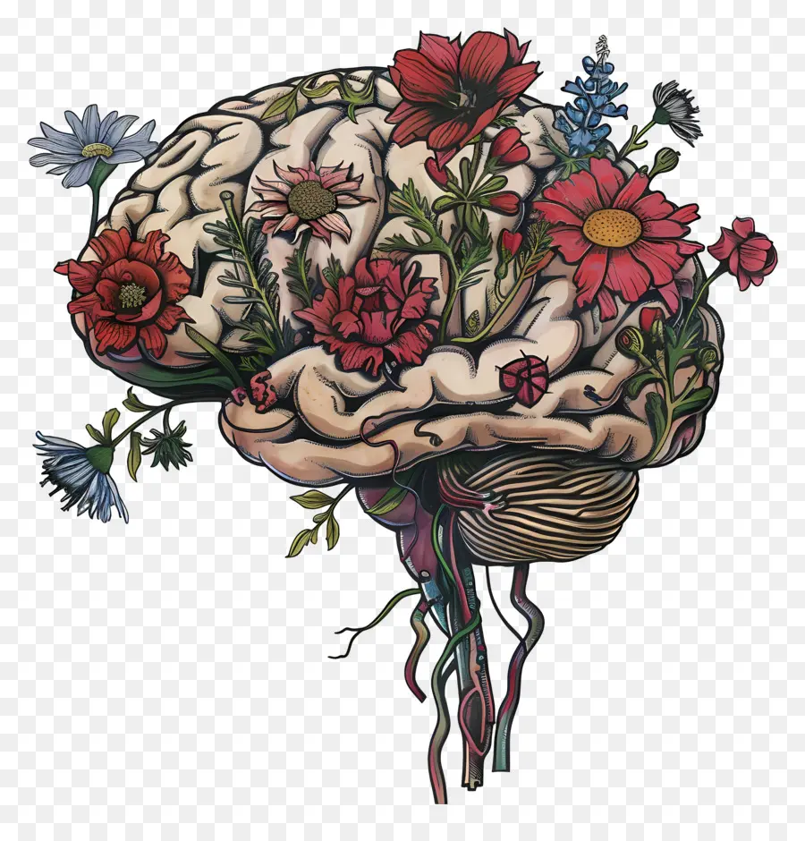 Cerveau Floral，Art Vintage PNG