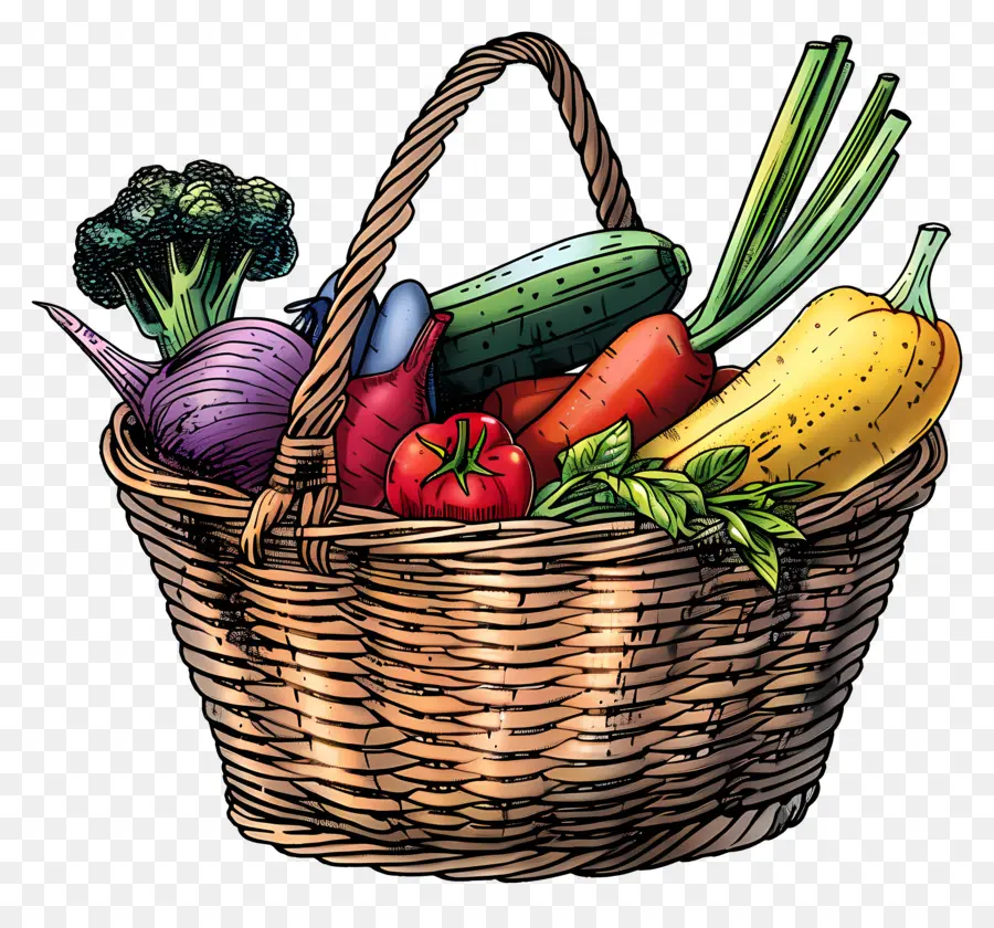 Panier Avec Légumes，Légumes PNG