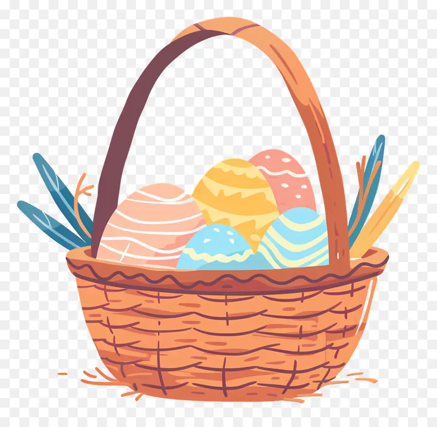 Panier De Pâques，Oeufs Colorés PNG