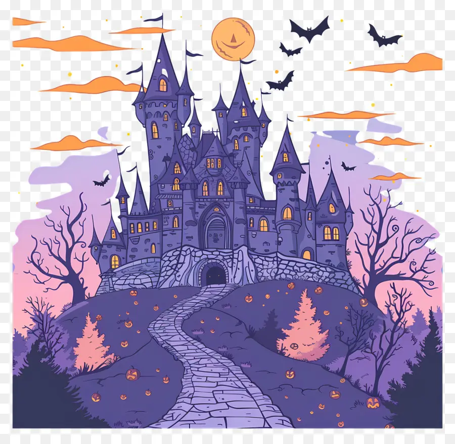 Château D'halloween Effrayant，Château PNG