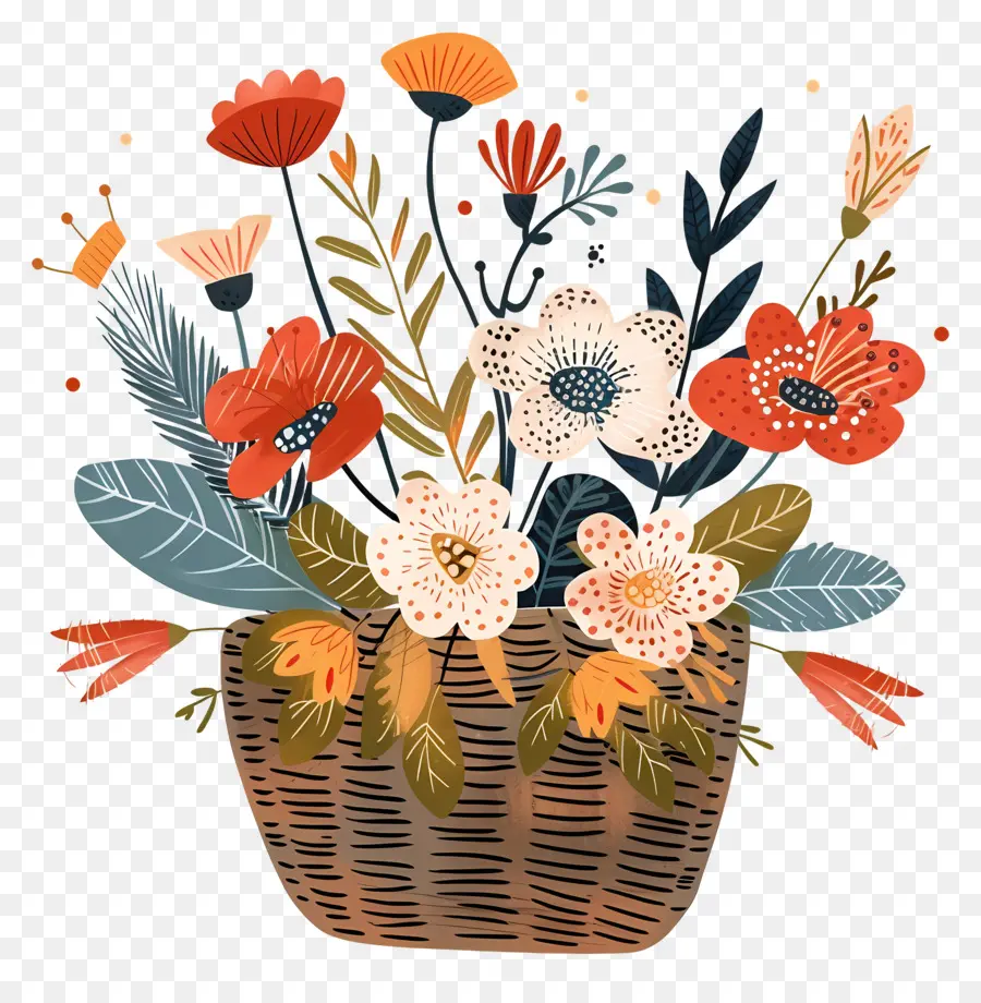 Panier Avec Des Fleurs，Panier De Fleurs PNG