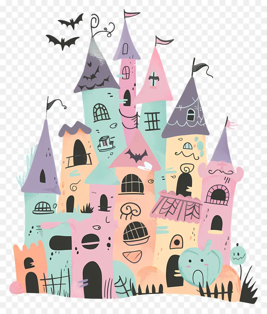 Château D'halloween Effrayant，Château PNG