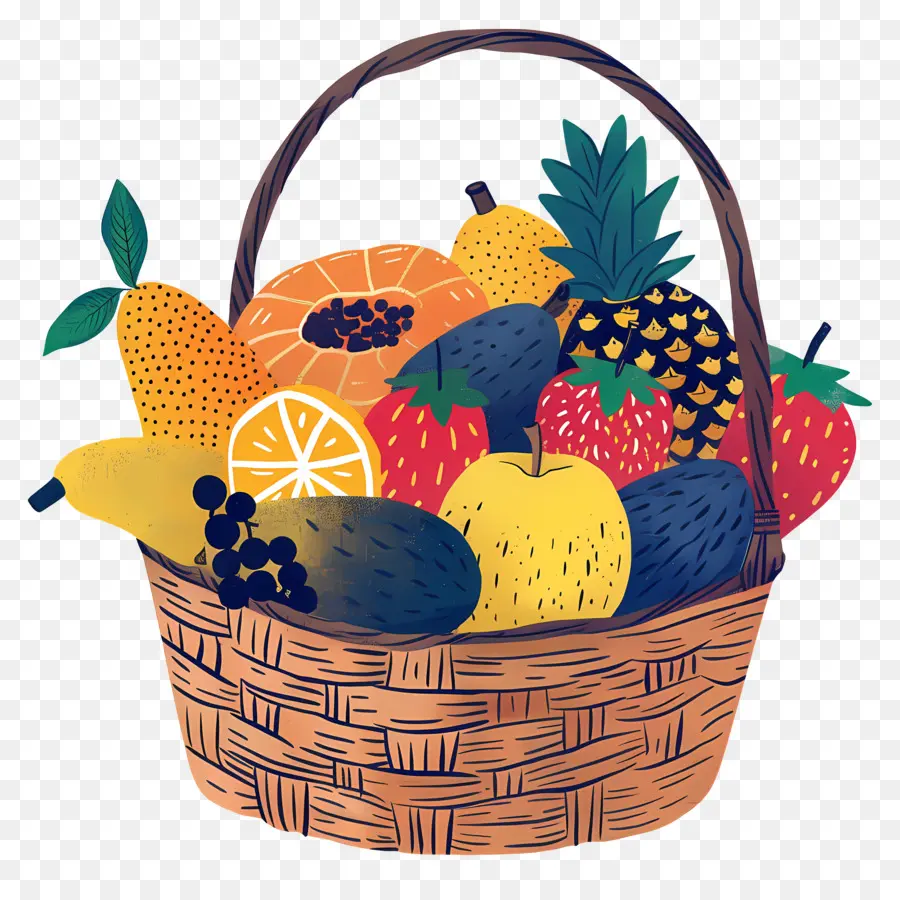 Panier Avec Des Fruits，Fruits PNG