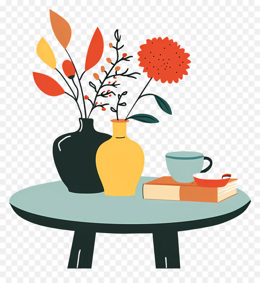 Table De Café，Arrangement De Fleurs PNG