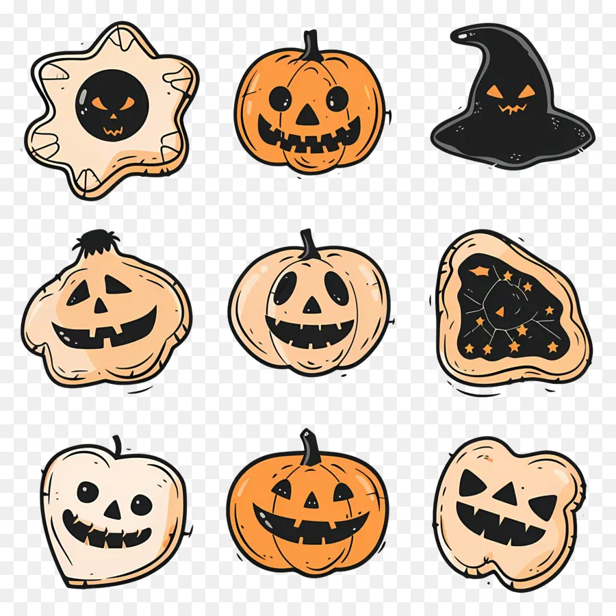 Biscuits D'halloween，Sculpture De Citrouille PNG