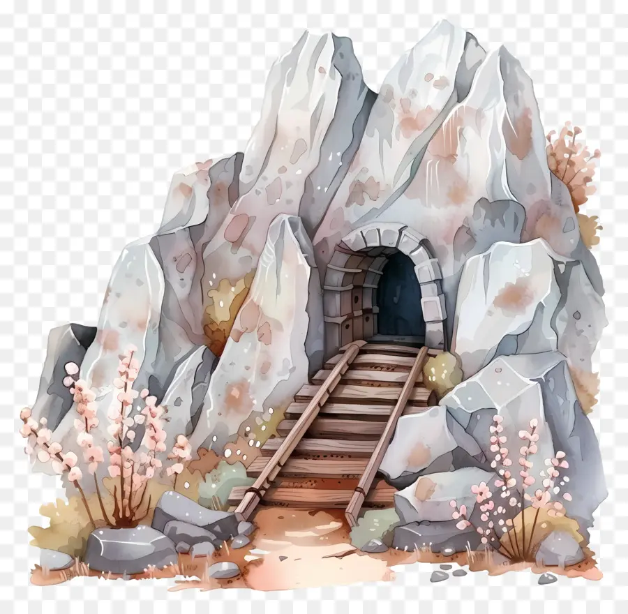 Entrée De La Mine，Peinture à L'aquarelle PNG