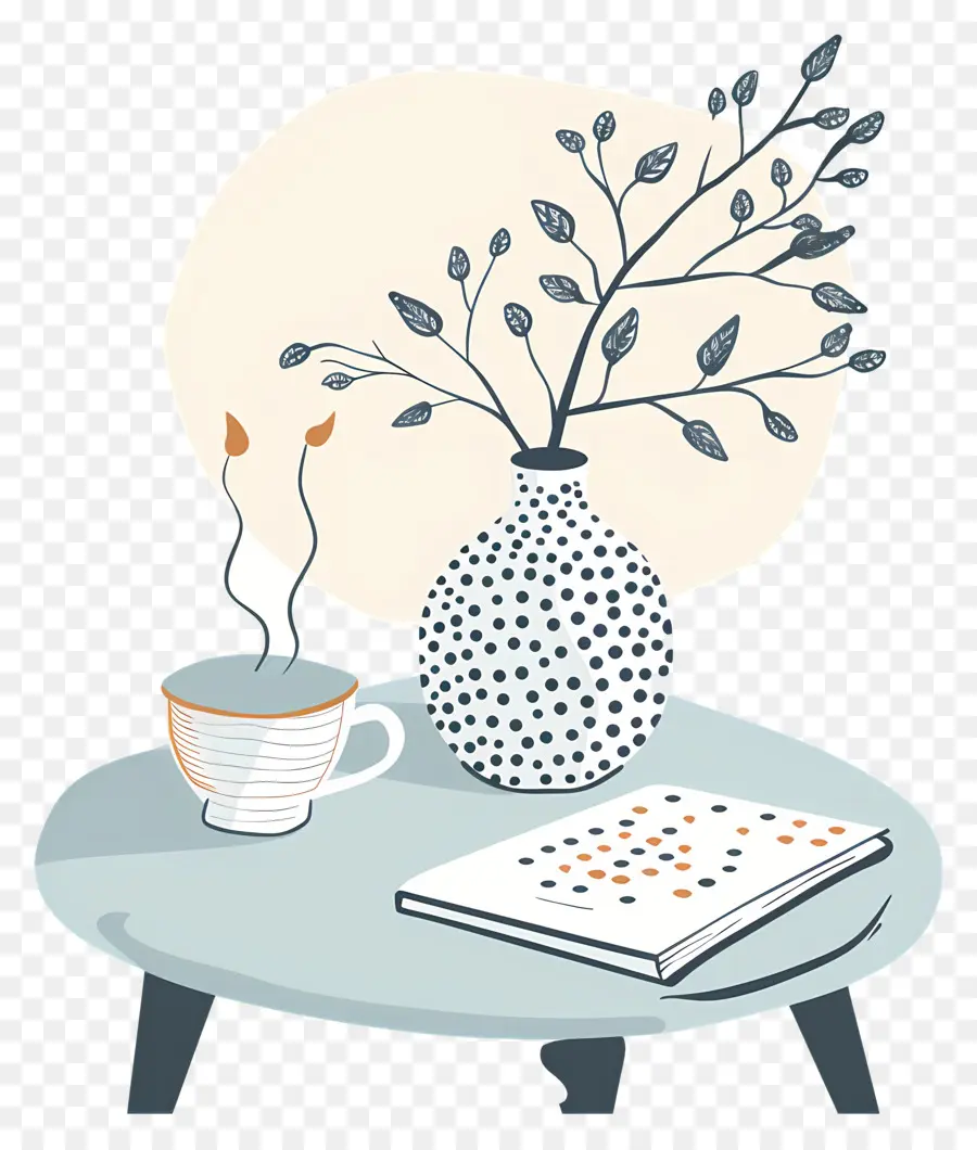 Table Avec Vase，Tasse PNG