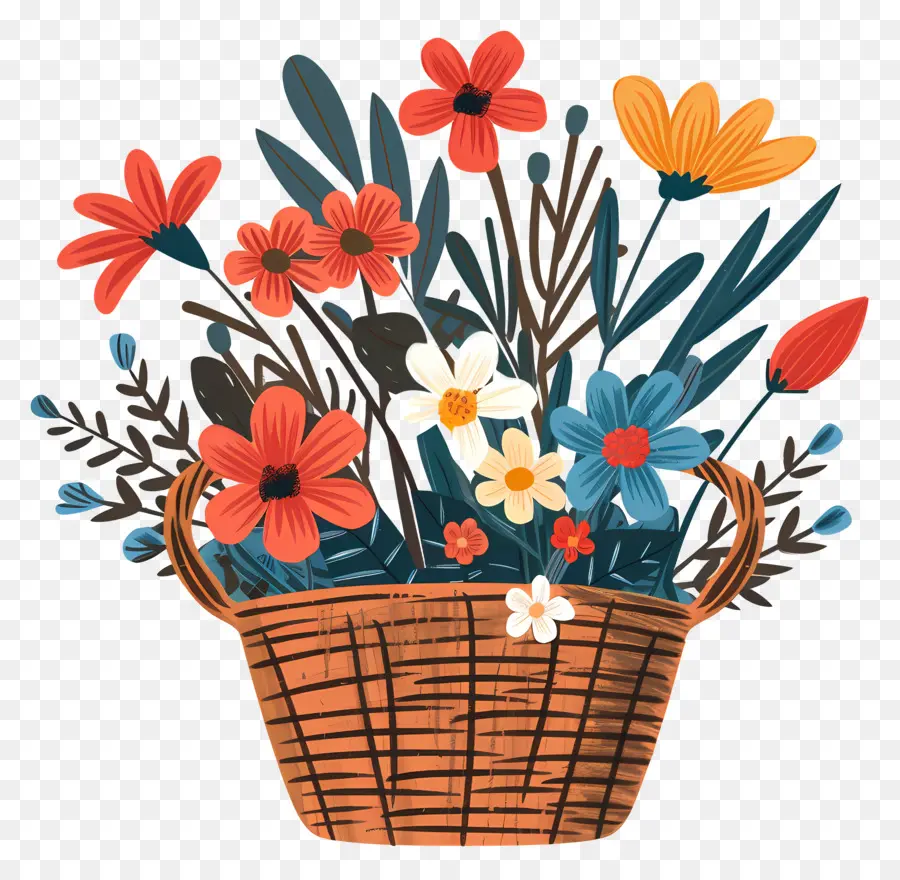 Panier Avec Des Fleurs，Arrangement De Fleurs PNG